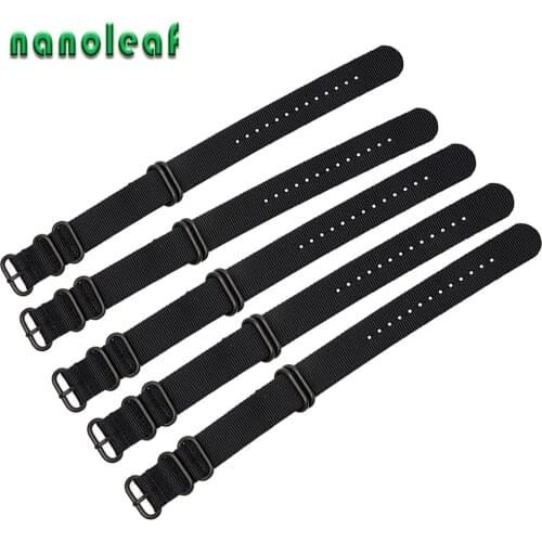 5PCS/Lot Black Nylon Strap 18MM 20MM 22MM Watch Acciessces Sport Watch Wristband with 3MM Thick Heavy Ring Buckle