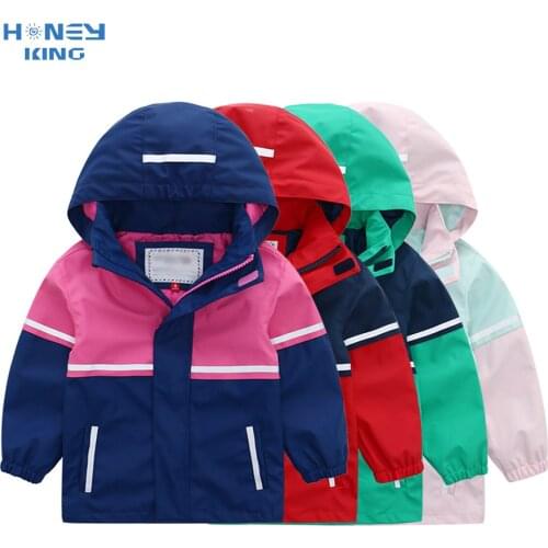 HONEYKING Baby Jacket PU Raincoat Boys And Girls Jacket Outerdoor Waterproof Windproof Rainwear Kids Coat Children Clothes