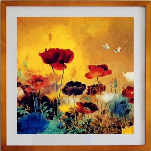 Flower butterfly oil painting arts Needlework 14CT Canvas Unprinted Handmade Embroidery Cross Stitch Kits DIY Home Decor