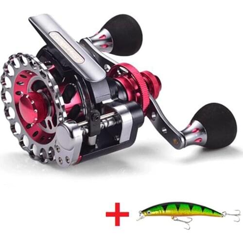 Metal Automatic Cable Fly Fishing Reel Ice Ratio 2.6:1 Trolling Reels Right/Left Baitcasting Raft Reel