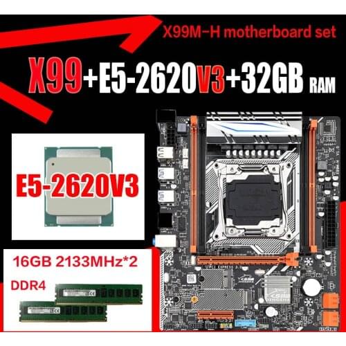 JINGSHA X99 Motherboard Set E5 2620 v3 LGA 2011 V3 CPU DDR4 ECC REG 32GB RAM Socket Gaming computer Set M.2 SSD /wifi interface