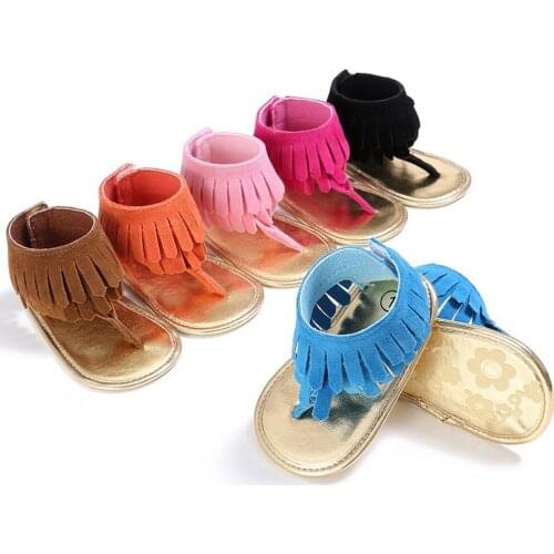Baby Girl Summer Shoes Tassel Anti-slip Flip Flop Newborn first walker Baby Prewalker frige baby shoes 0-18M SD12