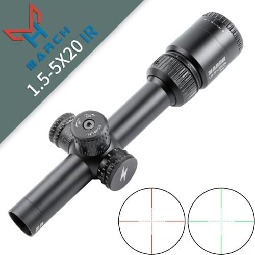 MARCH 1.5-5x20IR Green Red Illuminated Riflescopes Range Reticle Rifle scope Air Rifle optical Sight for Hunting