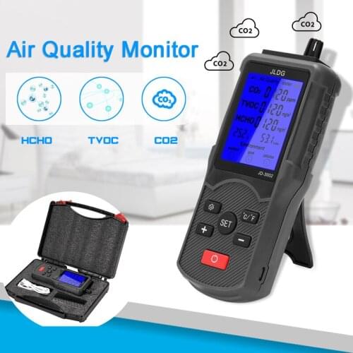 Multifunctional Air Quality Tester Monitor Meter Temperature Humidity Measuring Device CO2 TVOC HCHO Gas Detector Sensor LCD