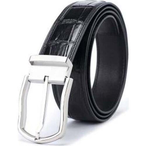 Madun Thailand crocodile leather men belt male belt Stainless steel Pin buckle leisure fashion male crocdile belts