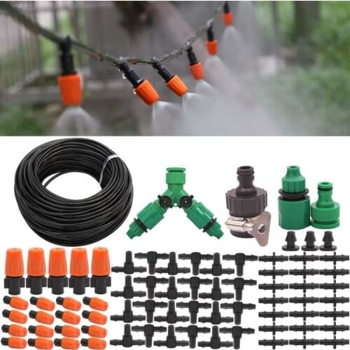 25m Automatic Watering Micro Drip Irrigation System Garden Self Watering Kits with Adjustable Dripper Fog Nozzles Irrigation