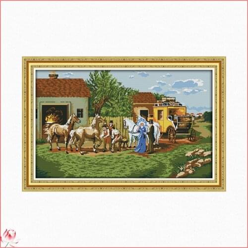 Joy Sunday On The Outskirts Of Travel Cross Stitch Kits Ecological Cotton Stamped Printed 14 11CT DIY Easy to Use Home Deco