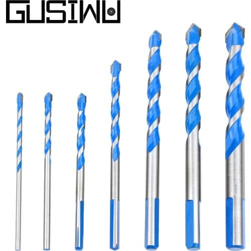 GUSIWU 5pcs 6pcs 7pcs Triangular-Overlord Handle Multifunctional Drill Bit Set Tungsten Steel Concrete Ceramic Drill Twist Drill