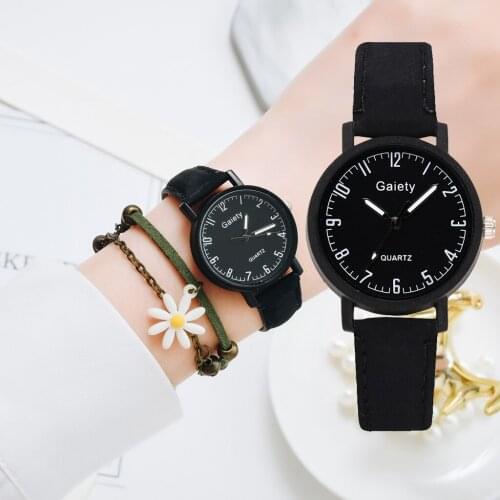 Gaiety Brand Elegant Women Leather Strap Watch Casual Ladies Quartz Wristwatch Female Bracelet With Watch Set Clocks Reloj Mujer