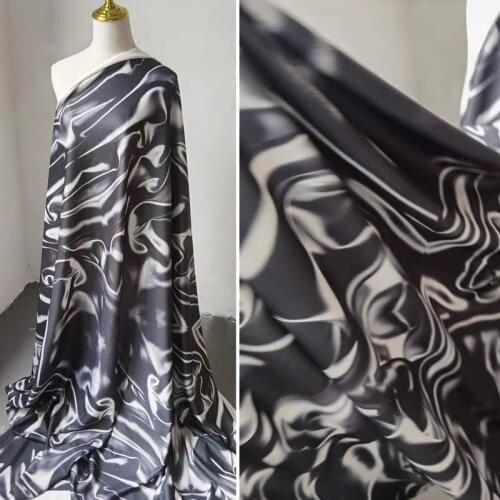 New Printed Air Layer Fabric Abstract Black White Holes DIY Patches Doll Decor Cheongsam Dress Clothing Skirt Designer Fabric