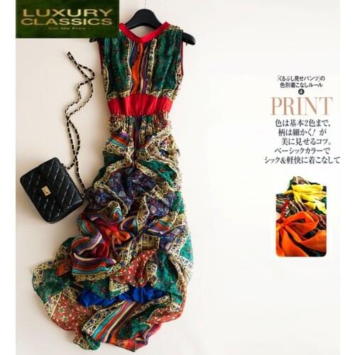 Dress Real Women Silk Summer Boho Dresses Vintage Sexy Maxi Vestidos Elegant Ladies Print Beach Party Dresses Ropa Mujer