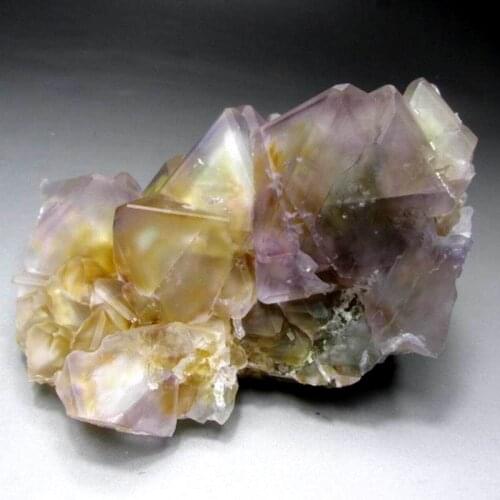 916g Purple-Yellow Fluorite Cluster w/ Phantom - crystals and stones healing Mineral specimen Home Decor feng shui decoration