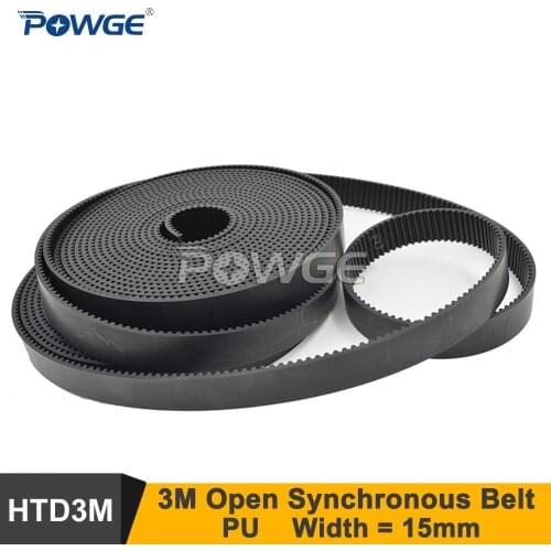 POWGE 10meters HTD 3M Timing Belt 3M-15 Width 15mm HTD3M PU Open Belt 3M 15 S3M Belt For CNC Laser Machine Cutting Machine