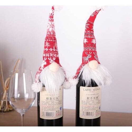 2020 Christmas Wine Bottle Cover Christmas Decoration Faceless Doll Wine Bottle Holder Santa Claus Wine Bag Dust Covers #108