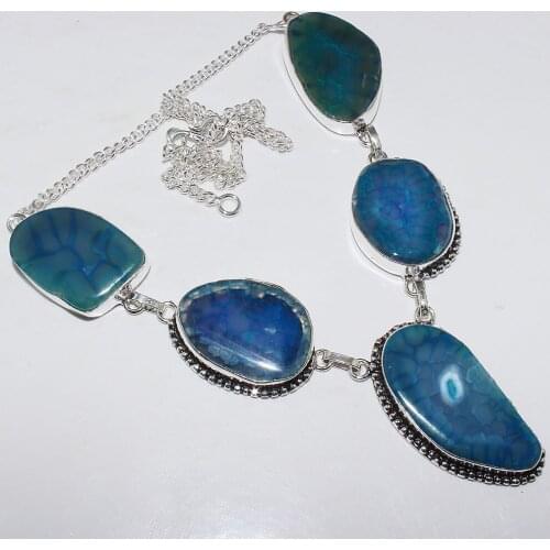 Solar Quarts Necklace Silver Overlay over Copper , 50 cm, N0911