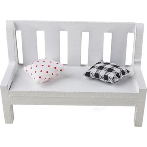 Modern Simple Miniature Wooden Bench Cushions Kid Dollhouse Home Garden Ornament Furniture Accessory 10.5 * 5 * 7 CM