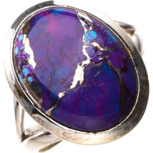 StarGems Natural Copper Turquoise Handmade 925 Sterling Silver Ring 6.75 E2586