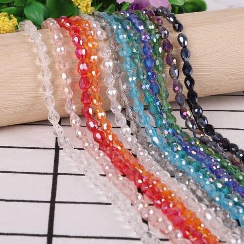 Top Quality 4x6mm Crystal Tear Drop Shape Beads Glass Beads Loose Spacer Round Beads For Jewelry Making DIY 18 colors