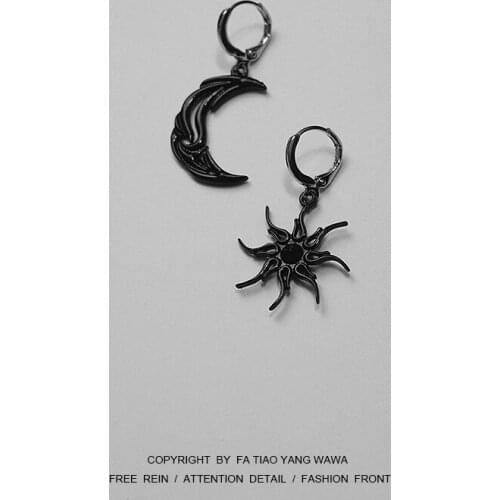 New black Sun and Moon earrings with dark earrings