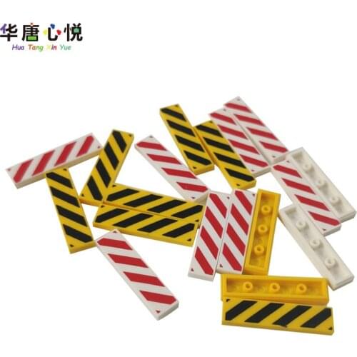 City Series 2431 10PCS 1x4 Light Panel Printing Barricade Warning Accessories Building Blocks Model Buildings Gift Kit City Toys