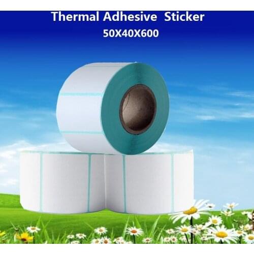 50*40*600pcs per roll Thermal Label Adhesive Stickers 50mm X 40mm Thermal Sensitive Adhesive Sticker Barcode Printer Labels