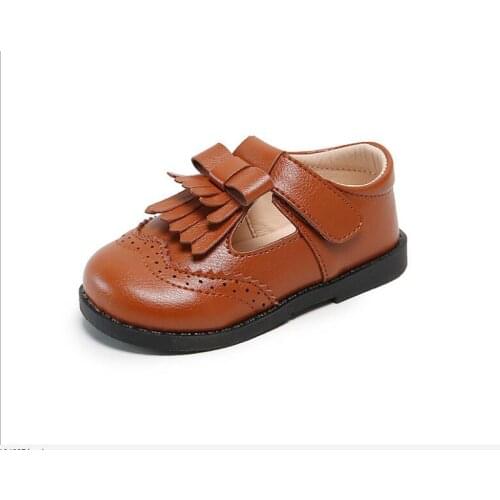 New Girls Shoes Vintage soft sole fashion princess leather shoes British-Style Casual Shoes Western Style Little Girl Stage Flat