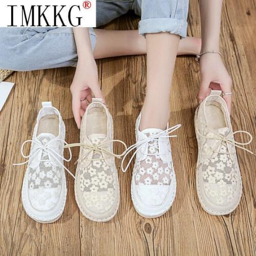 Summer New Forest Art Casual White Shoes For Girls Lace Embroidery Female Comfort Sum Flats Women Ladies Wedding Flower Loafers