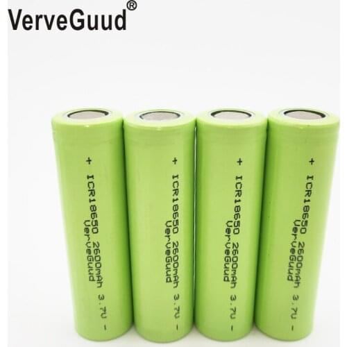 VerveGuud 4Pcs 100% Original Li-ion ICR 18650-26F 3.7 v 2600 mAh 18650 Lithium Rechargeable Battery For Flashlight Batteries