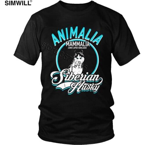 Vintage Siberian Husky T Shirts Men Cotton Short Sleeves Animalia Mammalia Dog Tshirt Pet Owner Gift Tee Summer Tops Apparel