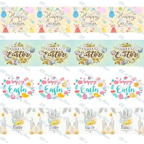 WL 16mm 22mm 25mm 38mm 50mm 75mm Easter Bunny Print Grosgrain Ribbon Bow Hair Bow Craft Supplies Packaging Party Decoration