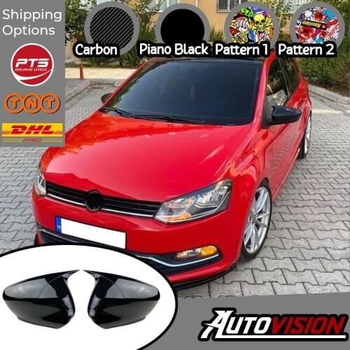 Mirror Cover For VW Polo 2009 2010 2011 2012 2013 2015 2016 2017 Accessory Bright Black BAT BATMAN Case CAR Shields