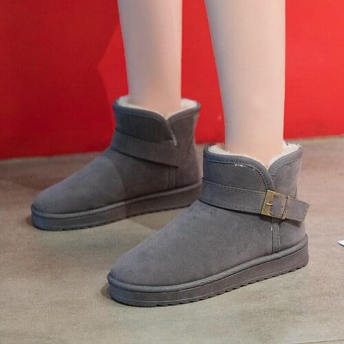 Winte Flat Ankle Boots Slip On Round Toe Women Boots Solid Color Plush Fur Warm Shoes Winter Footwear Flurry Snow Boot Botas