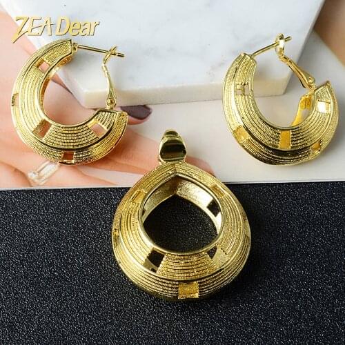 Zea dear Jewelry 2021 Fashion Copper Sets For Women New Design Earrings Pendant High Quality geometric Wedding Party Trendy