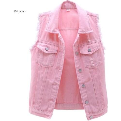Spring Autumn Women Denim Vest Sleeveless Waistcoat Casual Tops Plus Size Jeans Jackets