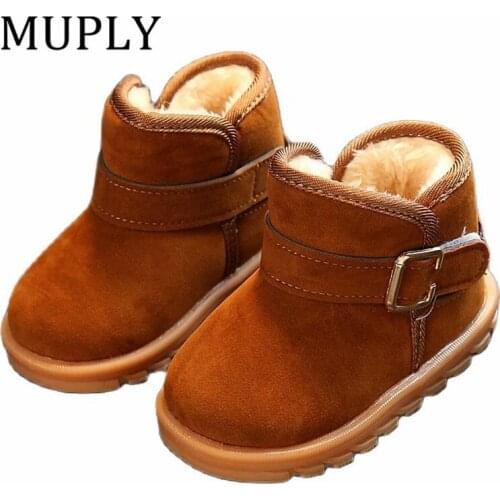 Winter Kid Shoes Casual Boys Girl Boots Leisure Anti-slippery Fashion Red Black Brown The Waterproof Heat Preservation Cotton