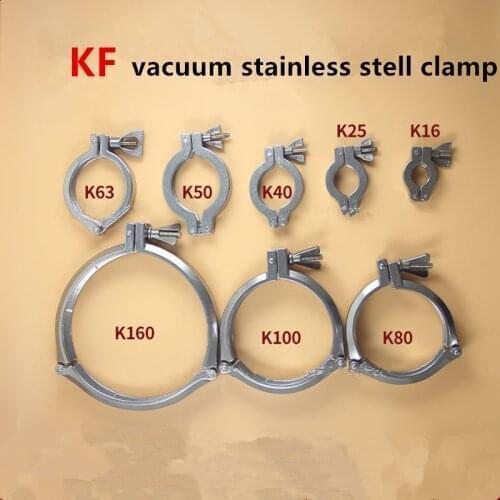 1Set KF10/16/25/40/50 Vacuum Clamp Stainless Steel 304 Clamp+Bracket+Fluorine Rubber Ring for Vacuum Fittings Hose Connection