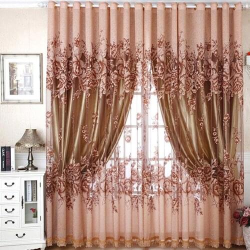 100*250cm Curtain Window String Curtains Flower Jacquard Window Curtain For Livingroom Bedroom Drape Panel Tulle Window Scarf