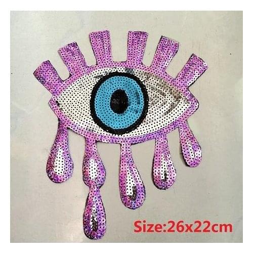 2PC Purple Sequins Eye Patches for Clothes Sweater Iron on Eyeball Sequined Patch DIY Accessories Sequins Appliques Decoration