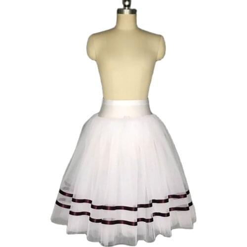 20523 White Romantic Ballet Tutu Practicing Romantic Long Ballet Tutu with Ribbon New Ballet Tutu