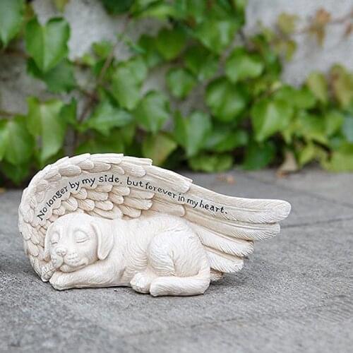 21*10.5*8 cm Cartoon Angel Wing Dog Set Resin Pet Memorial Tombstone Garden Sculpture Crafts Pet souvenirs XN1297