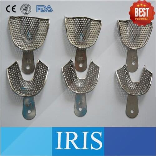 3 Pairs Denture Surgical Instruments Impression Tray Stainless Steel Dental Impression Trays of Dental Material with holes