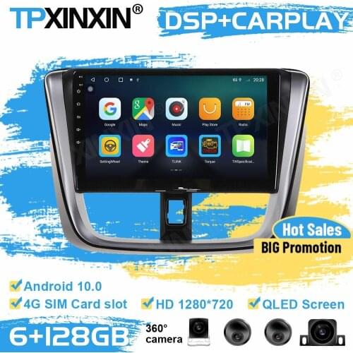 360 Cameras Car Radio 2 Din Stereo Receiver Android 10 For Toyota Vios Yaris 2014 2015 2016 2017 GPS Player Auto Audio Head Unit