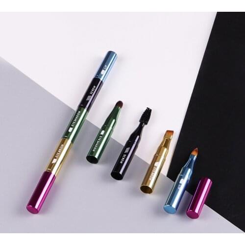 Bdbeauty 4-in-1 on-go Eye Brush Travel Set - Perfect Eye Brow/Liner Eyeshadow Screw Lip Synthetic on-go Makeup Brush Tool