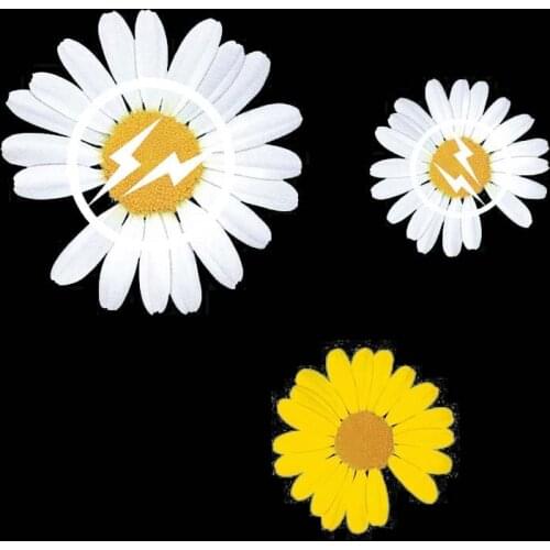 White Lightning Daisies Patches for Clothing Iron on Flower Stickers DIY Patch for Kids Heat Transfers Bag Clothes Appliques