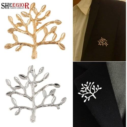 Gold Silver color Tree Brooch Pins Badge Accessories Korean Lovely Women Mens Brooches Enamel Pin Christmas Fashion Jewelry Gift
