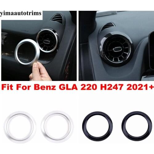 Car Dashboard Side Air Vent Decor Ring Cover Trim For Mercedes-Benz GLA 220 H247 2021 ABS Carbon Fiber Look / Matte Accessories