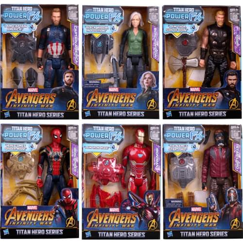 Hasbro The Avengers 3 Captain America Iron Man Spider-Man Black Widow Electric Doll Model