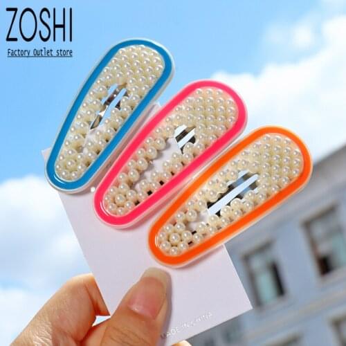 Fluorescent Orangle Girls Childs Oval Simulated Pearl Hair Pins Hair Accessories Jewelry Headdress Hair Clips for Women Hairgri