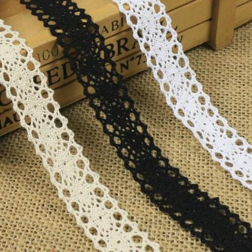 Cotton Lace Trim Black White Beige Handmade Craft DIY Lace Ribbon For Shoes Hat Tablecloth Pillow Case Apparel Sewing Decoration
