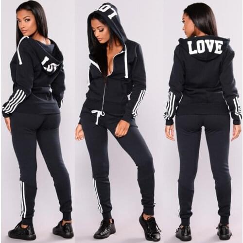 Autumen Two Piece Set Tracksuits Women Sets Love Print Hoodie Jacket Pants Sweatshirt Set Female Sports Suit for Women Clothing